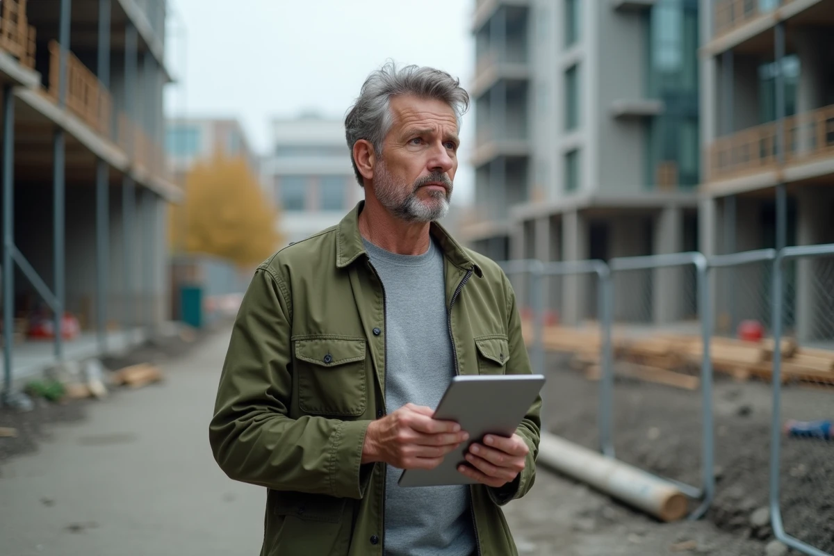Bertrand Barré sur le terrain supervisant un projet de construction innovant en milieu urbain